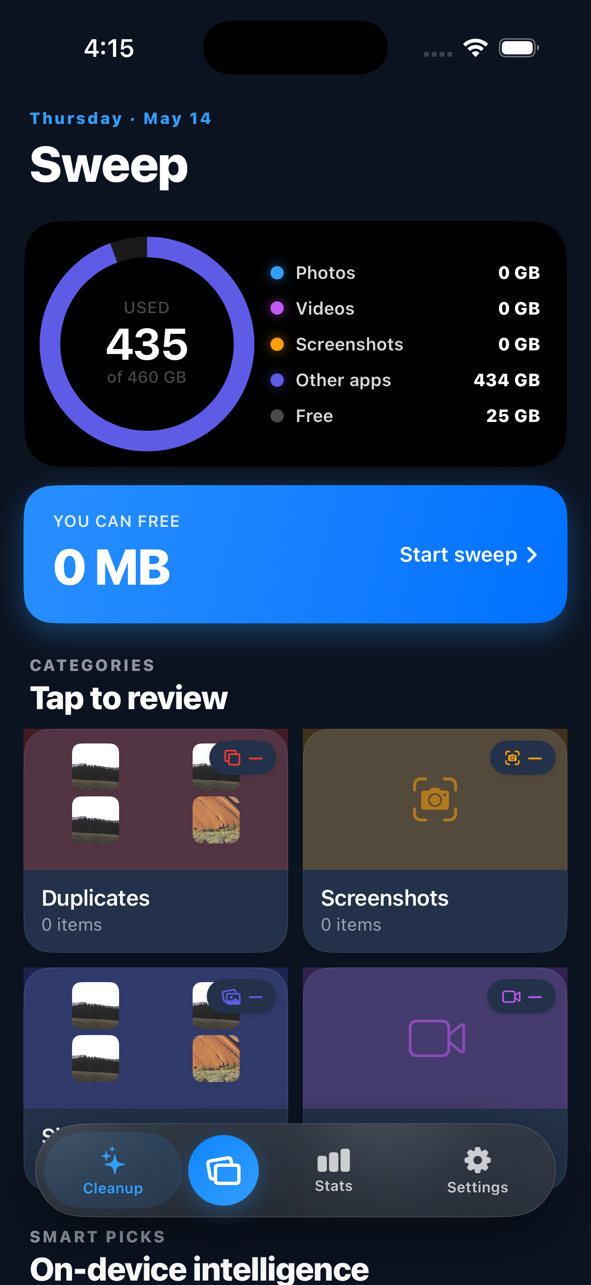 Cleanup home with categories