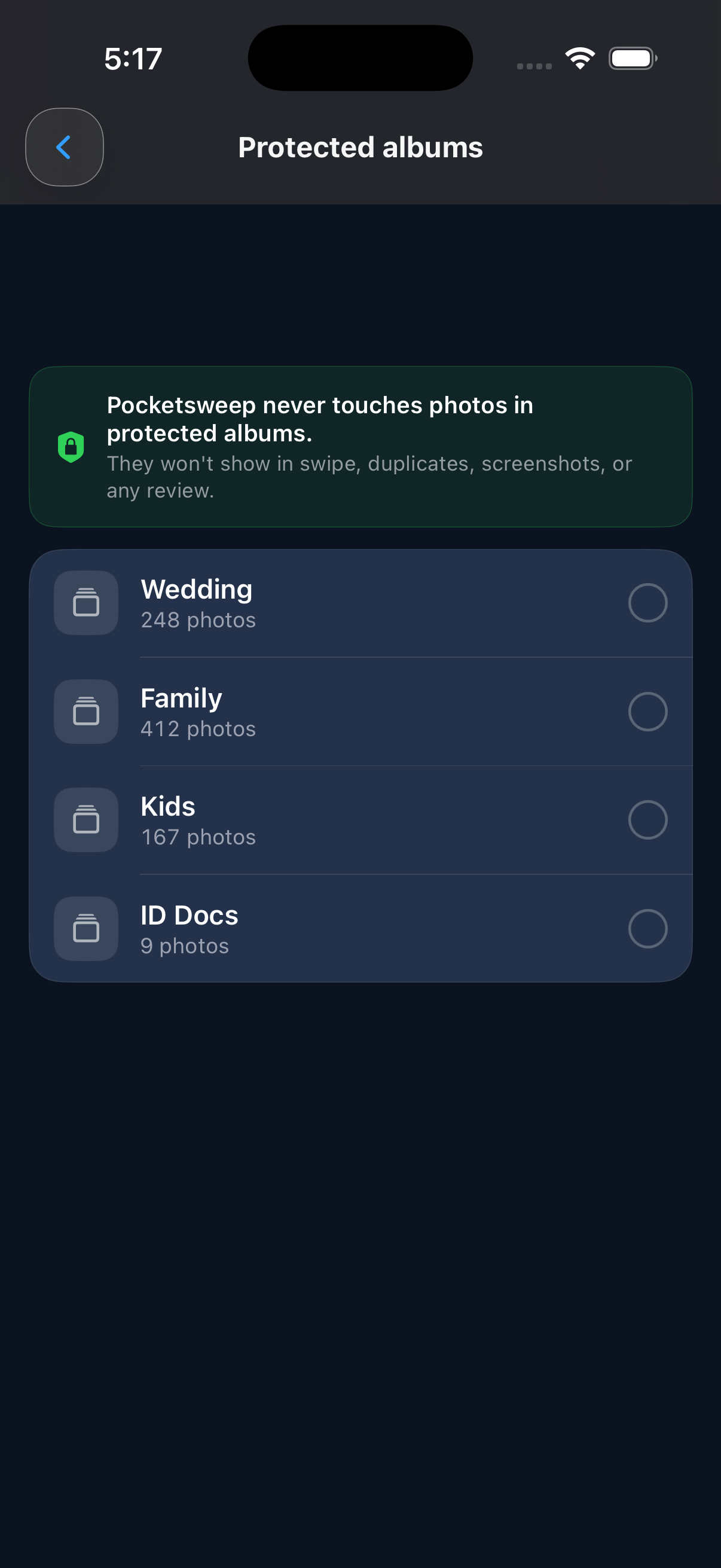 Protected albums view